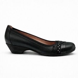 Abeo Nellie Black Leather Comfort Pumps Size 7 Narrow Studded Cap Toe